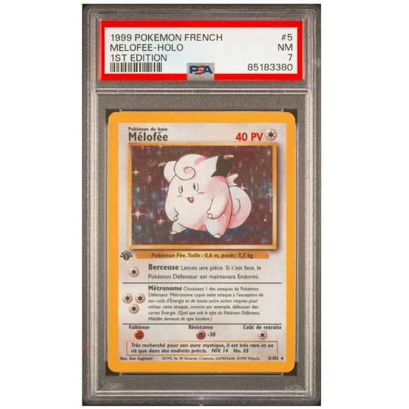PSA 7 Melofee Clefairy Holo Rare NM 7 French Base 1st Edition Pokemon 85183380 - Picture 1 of 4